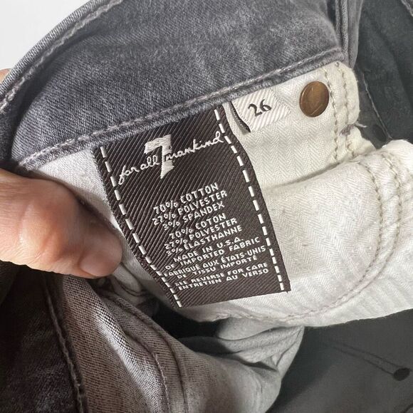 7 For All Mankind Black Gray Skinny Jeans Ankle Zippers - Picture 10 of 10